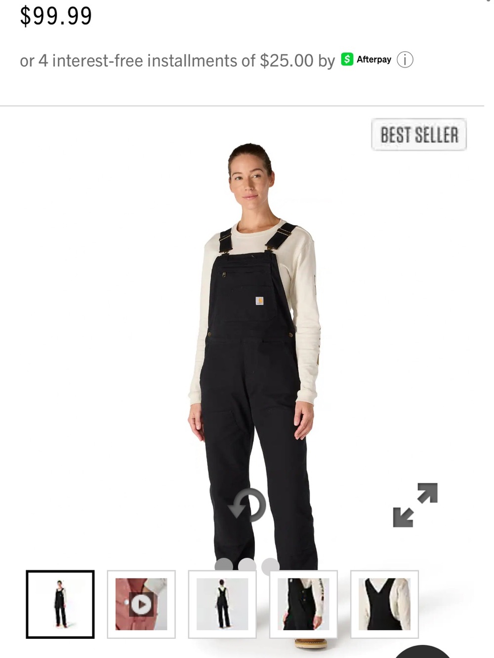 Carhartt Women’s Black Bib Overalls with Adjustable Straps